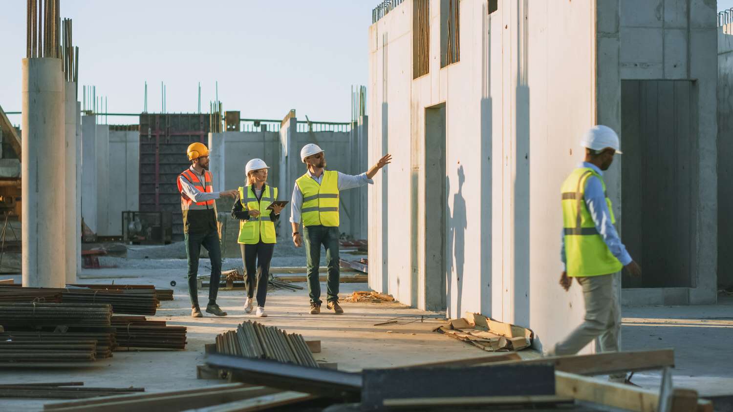 Diverse Team of Specialists Taking a Walk Through Construction S