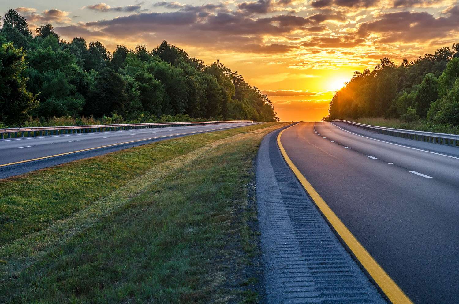 Summer sunset over interstate