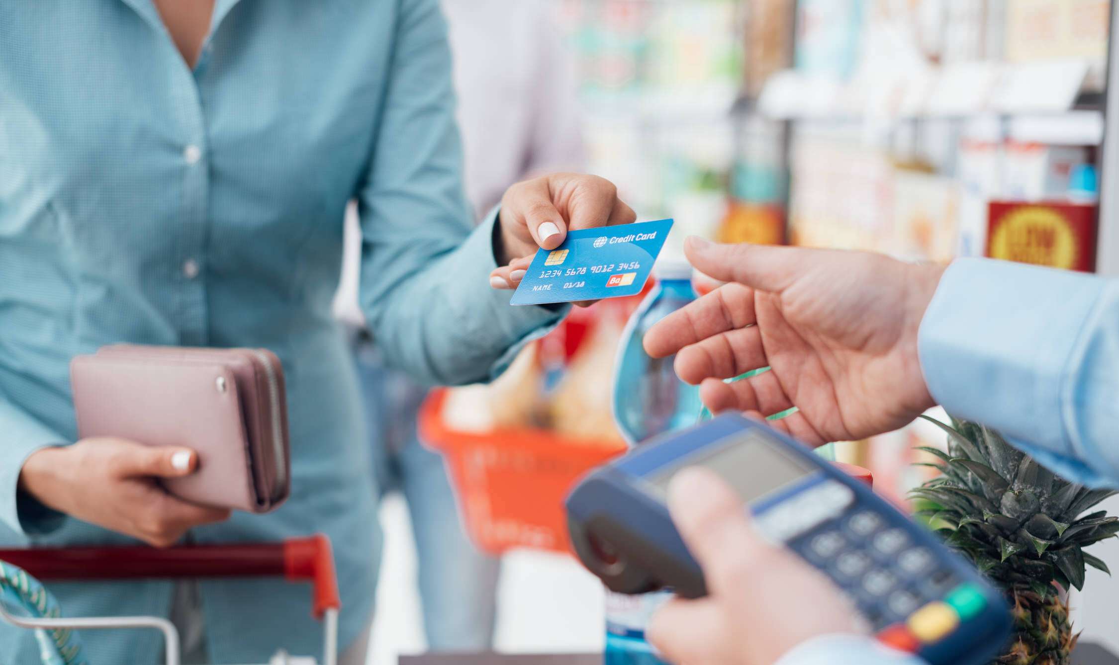 Woman at the store checkout